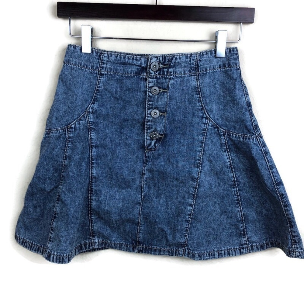 Carmar Womens Skirt, Blue Denim Button Fly Small